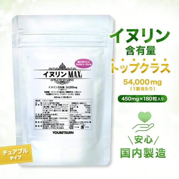 イヌリン 54000mg イヌリンMAXi(マキシマム) 180粒(30日分) 水溶性食物繊維 (日時指定不可) メール便 送料無料
