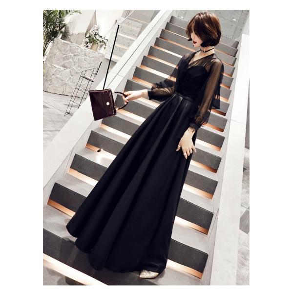 ロングドレス 演奏会 パーティードレス ブラックドレス レディース 結婚式 ドレス ワンピース 長袖 ロング丈 発表会 お呼ばれ 二次会 披露宴 上品 高級 黒 Buyee 日本代购平台 产品购物网站大全 Buyee一站式代购 Bot Online