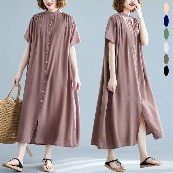 シャツワンピース ロングワンピース ワンピース レディース ロング丈 半袖 無地 体型カバー 大きいサイズ ゆったり 春 夏 コーデ 代 30代 40代 シンプル Ol Zp Cj 078 Youdear 通販 Yahoo ショッピング