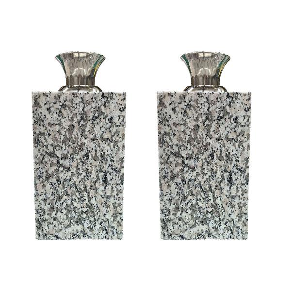 白御影石お墓用花立て一対(2本セット) 12x12xＨ24cm  17.6kg
