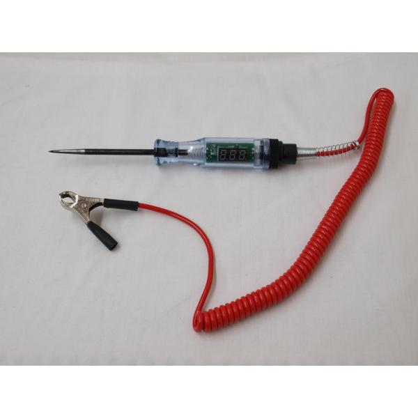 デジタル表示式本体長約２０cmカールコード　約１ｍ台紙表示では３〜４８Vとありますが、実測では５Vからです。ワニ口クリップのゴムが外れやすいのでビニールテープや収縮チューブなどで補強することをおすすめします。上は３５Vまではテストできました...