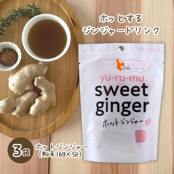 生姜湯 温活 sweet ginger ホットジンジャー 16g×5P入×3袋 無添加 イトク食品 しょうが 蒸し生姜 ショウガオール