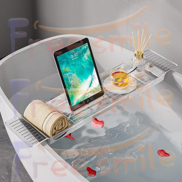 【贅沢なスパ】バスタブトレイは、退屈なバスタイムを贅沢なスパタイムに変えます。バスタイムをよりリラックスして楽しいものにするために必要なものは、必要なバスアクセサリーをすぐに使用できます。【頑丈素材】バスタブトレイテーブルは高品質のPET素...