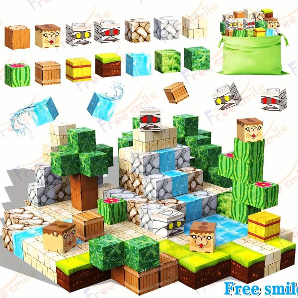 商品コード:z955(Free Smile)磁力ブロックおもちゃ DIYマグネットブロックビルディング 磁力キューブ DIYブロック玩具 マイワールド マグネットブロック マインクラフト Minecraft 知育 自分世界を作りましょう 置...