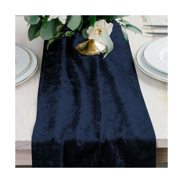 ベルベットのテーブルランナー ネイビー ブルー : ユアスタイル