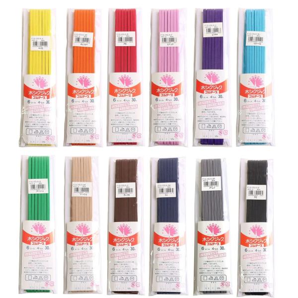 ・素材：ゴム:天然ゴム、糸:ポリエステル100%・幅：約4mm・30m巻しなやかな感触とすぐれた耐久性がポイントのカラー平ゴムです。ポリエステルを使用しているため色落ちしないので気軽にお洗濯もできます◎カラーバリエーションも豊富ですので、お...