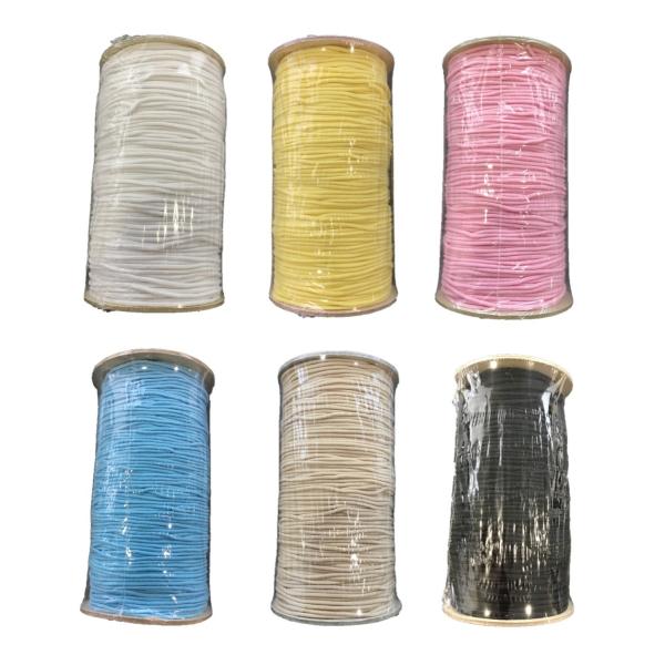 用途:マスク用ゴム巻き:150m伸び率:250%ゴム:天然ゴム(抗菌加工)糸:ウーリーナイロン