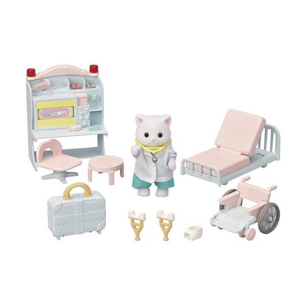 シルバニアファミリー お医者さんシリーズ しんさつしましょ! やさしいお医者さんセット H-17 【病院 診察 人形 家具 フィギュア 本体 玩具 おもちゃ】白衣を着たお医者さん人形（ペルシャネコのお母さん）、診断結果が分かるしんさつ机など...