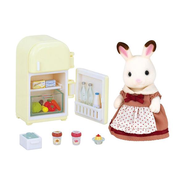 シルバニアファミリー 人形 ショコラウサギのお母さん 家具セット DF-08  【冷蔵庫 フィギュア グッズ 雑貨 誕生日 クリスマス プレゼント ギフト 玩具】ショコラウサギのお母さんと、冷蔵庫のセットです。お人形と家具がセットになってい...