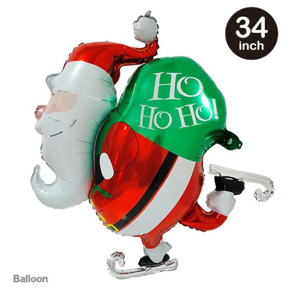 サイズ86×63（cm）存在感抜群 スケートサンタバルーンクリスマスの飾りには欠かせないサンタクロースがBigサイズのバルーンに主役級の大きさのサンタクロースがパーティーを華やかに演出。単体で飾ったり、色々なバルーンや飾りと組み合わせたりと...