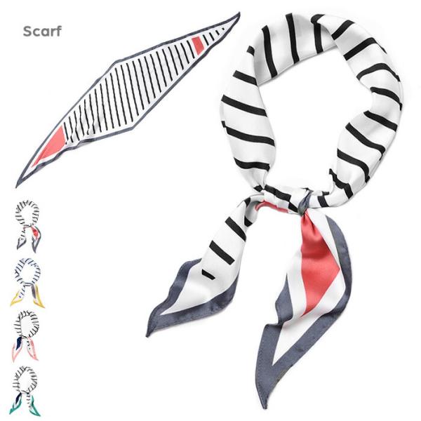 ハンドバッグ飾り 柔らかな生地 菱形 ヘアバンド ネックスカーフ ダイヤ型  プリントスカーフ 涼感 巻きやすい 上品 夏