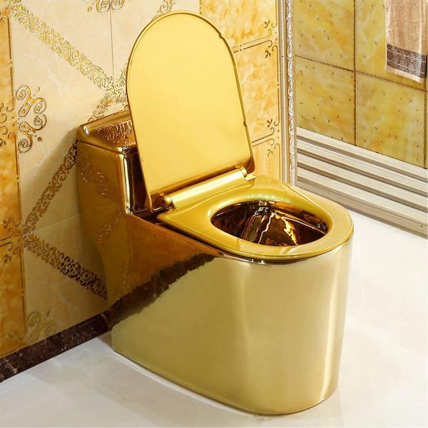 浴室用トイレ 金のトイレ 快適シート付きワンピーストイレ 金のトイレボウル 伸びるトイレ 305mm-400mm 27x24x15in