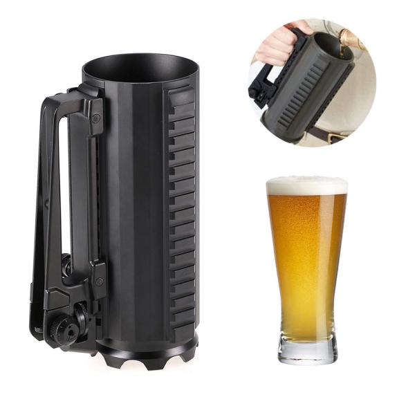 多機能ビールジョッキ：カップには20mmのピカティニートラックが3本あり、空いている側は飲み物です。サイズ：82x130x195mm、重量：893g / 31.50oz、容量：501?600ml屋外デザインに最適?：カップの3本のレールを使...