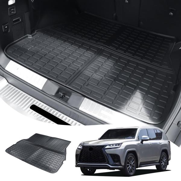 適合レクサスLX600 LX500d 2022-2023 7人乗り車トランクトランクマット  TPE防水カーペット For Lexus lx600 lx500d 内装アップグレード改造部品