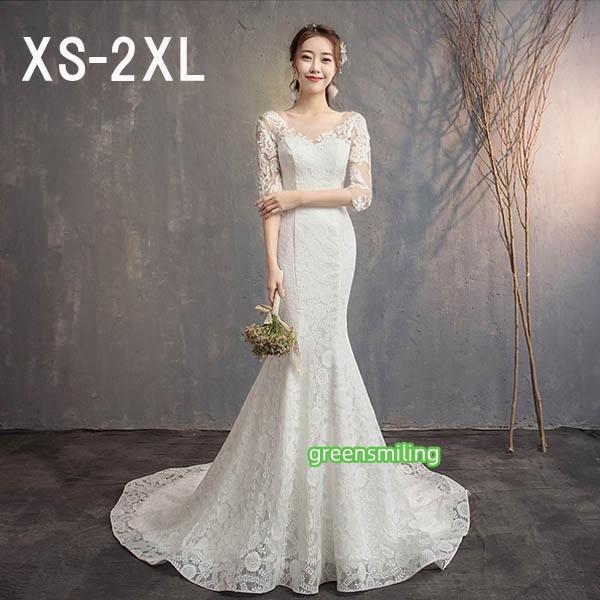 yウエディングドレス ウェディングドレス フィッシュテール ロングドレス 結婚式 花嫁