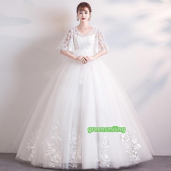【サイズ有S/M〜3L/4L/5L】花嫁 ウェディングドレス ハイウエスト 妊婦