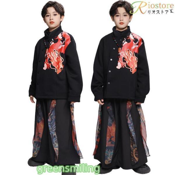 中華風 キッズダンス衣装 ヒップホップ ジャケット 龍 トップス 長袖
