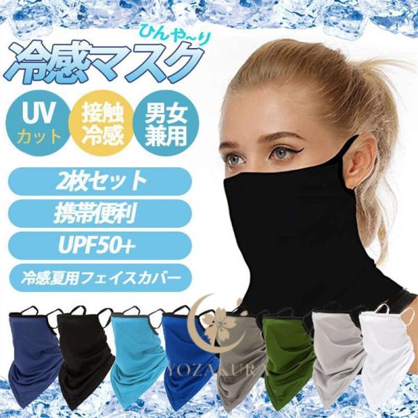 フェイスマスク 2枚セット 冷感マスク ひんやり 耳掛け式 フェイス