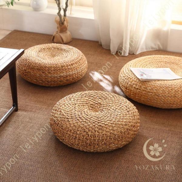 蒲草座布団 座布団 椅子用クッション 天然い草 丸型 ラウンド ざぶとん