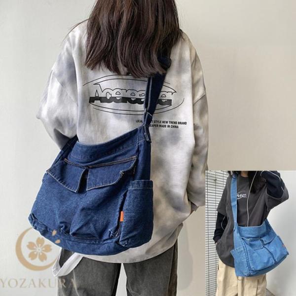 デニムショルダーバック♡ デニム ショルダーバッグ 5ポケット レディース メンズ 斜めがけバッグ