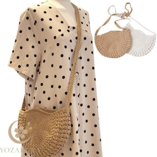 マクラメバッグ クロシェ編み ミニショルダーバッグ コットン 綿