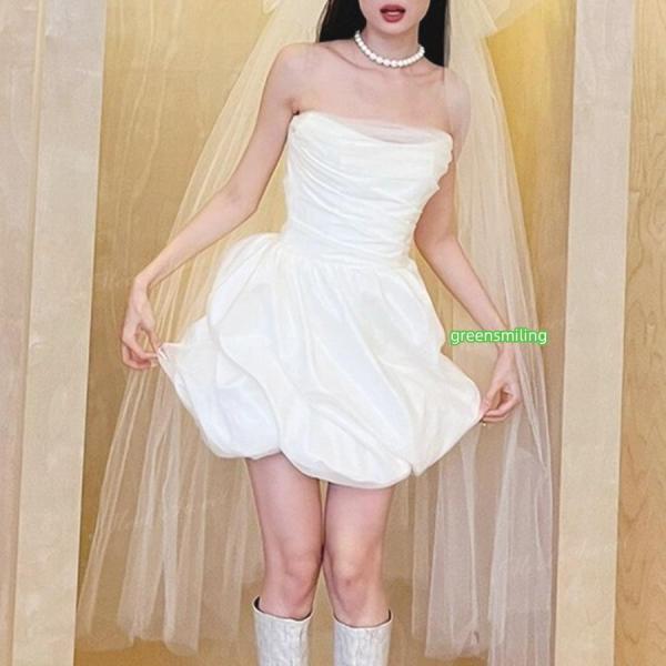 ウェディングドレス ミニ ショート丈 ミニドレス バルーン 二次会 結婚 