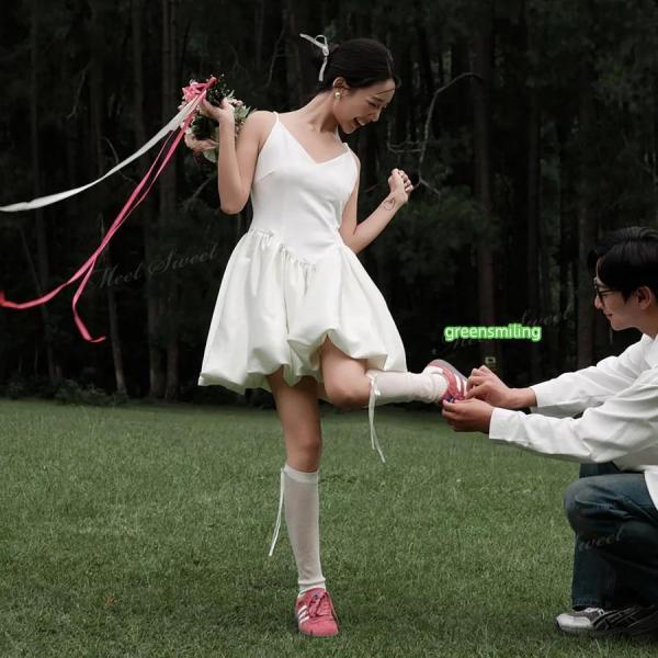 ウェディングドレス ミニ ショート丈 ミニドレス バルーン 二次会 結婚 