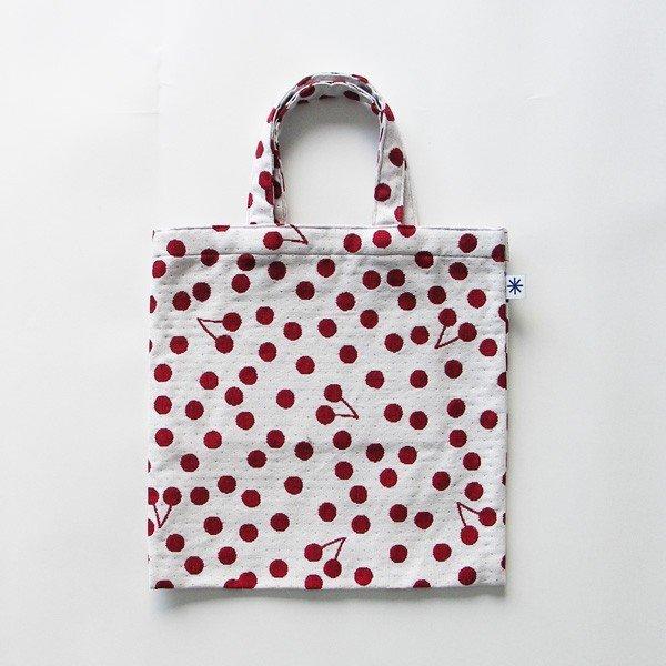 米織小紋】 フラットバッグ 小さめ トートバッグ さくらんぼ柄 和柄