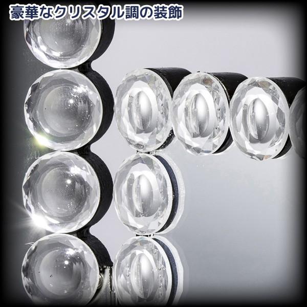 三面鏡 おしゃれで豪華なクリスタル調装飾 卓上 スタンドミラー 完成品 