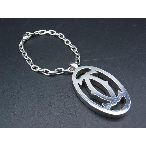 ■美品■ Cartier カルティエ 2Cロゴ チャーム キーホルダー キーリング アクセサリー 小物 メンズ レディース シルバー系 a4105fk Cartier □美品□ カルティエ 2Cロゴ チャーム キーホルダー