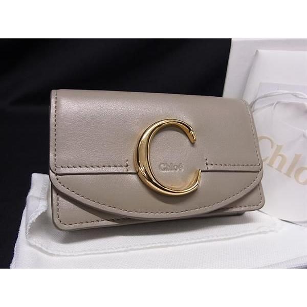■新品同様■ Chloe クロエ レザー カードケース カード入れ 名刺入れ レディース グレージュ系 AS7487 Chloe（クロエ） □新品同様□ レザー カードケース カード入れ 名刺