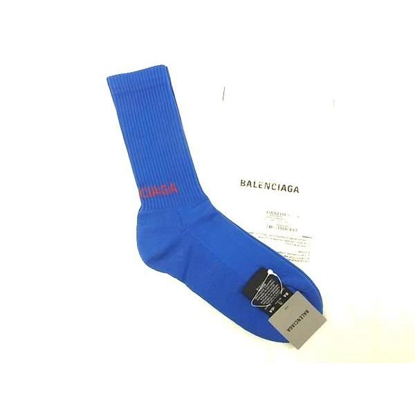 ■新品■未使用■ BALENCIAGA バレンシアガ コットン×ナイロン×ポリウレタン ソックス 靴下 表記サイズ XL ブルー系×レッド系 AU1212 BALENCIAGA（バレンシアガ） □新品□未使用□ コットン×ナイロン