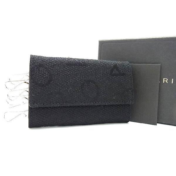 【新品・未使用】BVLGARI ブルガリ　キーリング付き　ケース　メンズ BVLGARI □新品□未使用□ ブルガリ マキシロゴ キャンバス 6連 キー