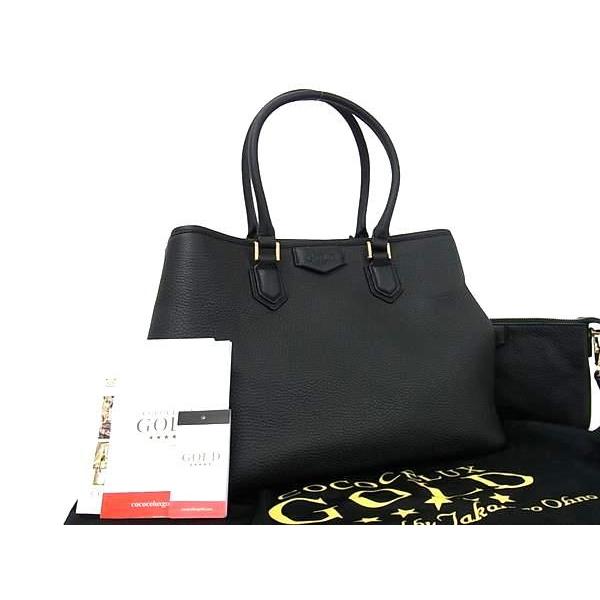 ■新品同様■ COCOCELUX GOLD ココセリュックスゴールド レザー ポーチ付き ハンドバッグ ショルダー トート ブラック系 BG9610 □新品同様□ COCOCELUX GOLD ココセリュックスゴールド レザー ポーチ