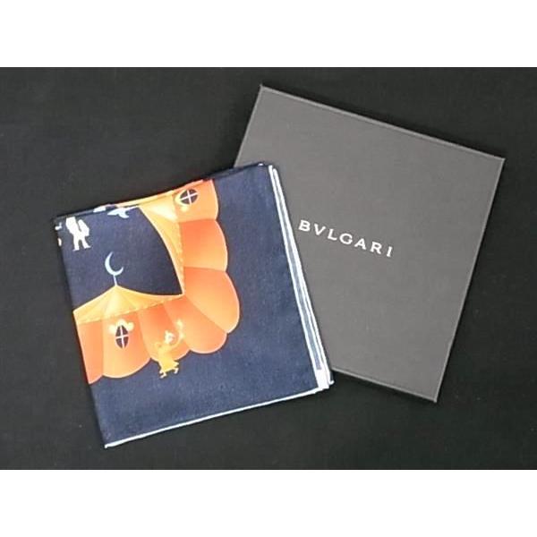 【正規品】BVLGARI ブルガリ スカーフ シルク ネイビー×レッド 気球柄 BVLGARI ブルガリ スカーフ シルク ネイビー×レッド 気球柄