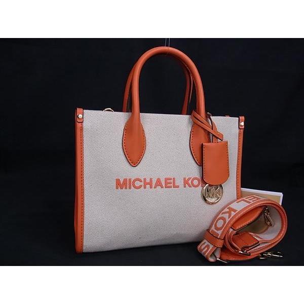 ■新品■未使用■ MICHAEL KORS マイケルコース キャンバス×レザー 2WAY ハンドバッグ ショルダー ベージュ系×オレンジ系 BJ9412 MICHAEL KORS（マイケルコース） □新品□未使用□ キャンバス×レザー