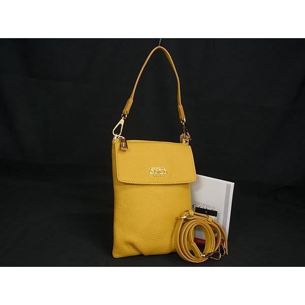 ■新品同様■ COCOCELUX GOLD ココセリュックスゴールド レザー 2WAY クロスボディ ショルダーバッグ ポシェット  イエロー系 BK5269 □新品同様□ COCOCELUX GOLD ココセリュックスゴールド レザー 2WAY