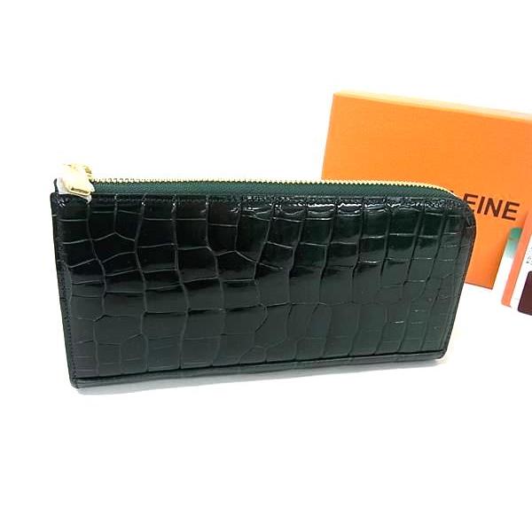 ■極上■本物■JRA公認■新品同様■ HALEINE アレンヌ クロコダイル L字ファスナー 長財布 札入れ 小銭入れ グリーン系 BL8646 □極上□本物□JRA公認□新品同様□ HALEINE アレンヌ クロコダイル L
