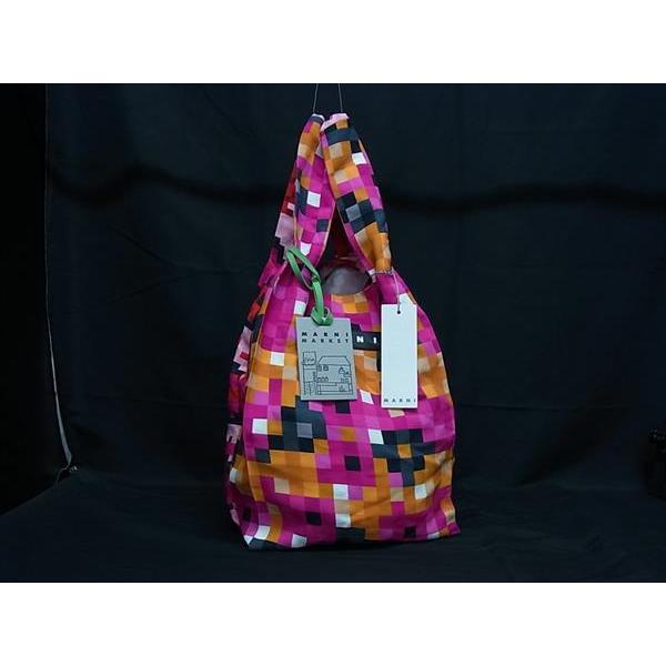 ■新品同様■ MARNI マルニ マルニマーケット レーヨン100％ トートバッグ ハンドバッグ ショルダー 肩掛け マルチカラー BM5896 MARNI（マルニ） □新品同様□ マルニマーケット レーヨン100％ トート