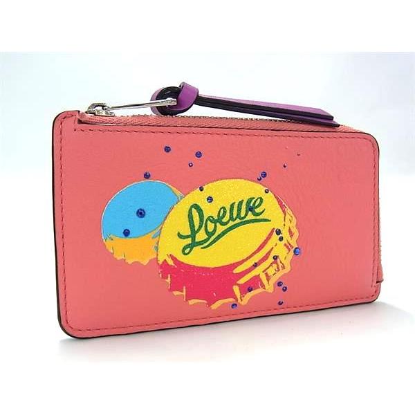 ■極美品■ LOEWE ロエベ アナグラム パウラズイビザ レザー 小銭入れ ケース カードケース カード入れ ピンク系 BM6930 LOEWE（ロエベ） □極美品□ アナグラム パウラズイビザ レザー 小銭