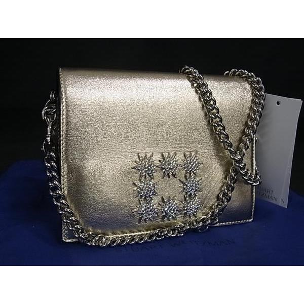 ■極美品■ Stuart Weitzman スチュアート ワイツマン レザー ラインストーン クロスボディ ショルダーバッグ ゴールド系 BP1086 □極美品□ Stuart Weitzman スチュアート ワイツマン レザー ライン