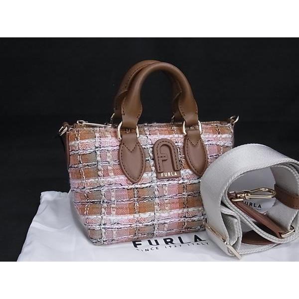 FURLA ツイード ハンドバッグ ◇FURLA◇上品 ツイード チェック 2WAY ショルダーハンドバッグ (FURLA