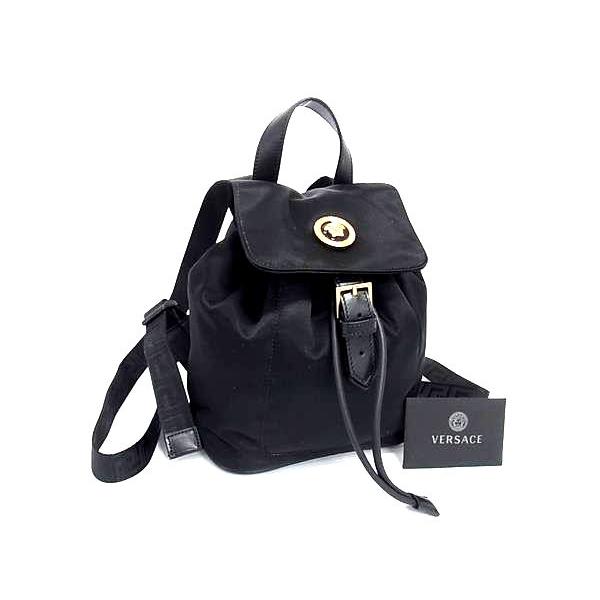 極美品 ヴェルサーチ ナイロン リュック ロゴ型押し ブランドロゴ