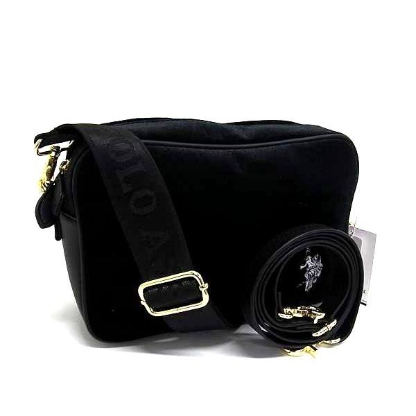 ■新品同様■ U.S. POLO ASSN. ユーエスポロアッスン ベロア×レザー ショルダーバッグ クロスボディ 斜め掛け ブラック系 BQ0845 U.S. POLO ASSN.（ユーエスポロアッスン） □新品同様□ ベロア×レザー