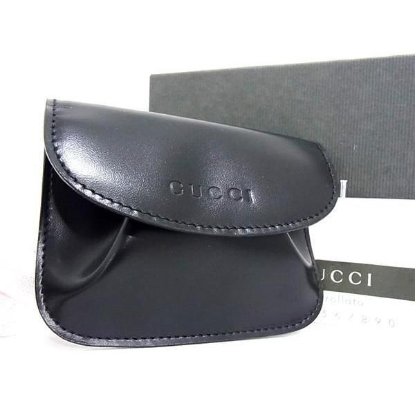 GUCCI グッチ シマ GGロゴ レザー ブラック 黒 スクエア コイン