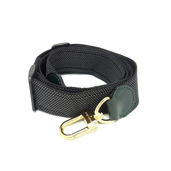 ルイヴィトン ショルダーストラップ 黒×シルバー ナイロン地