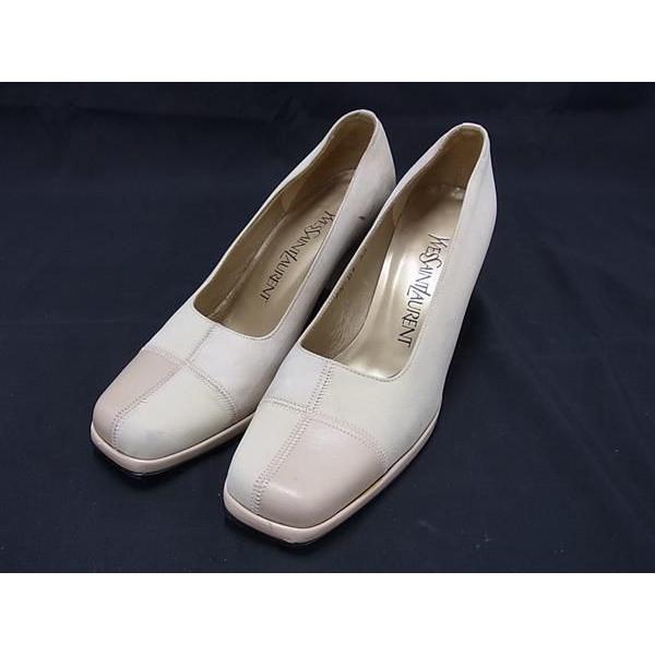 希少品】新品YSL ベージュ パンプス Yves Saint Laurent YVESSAINTLAURENT イヴサンローラン レザー