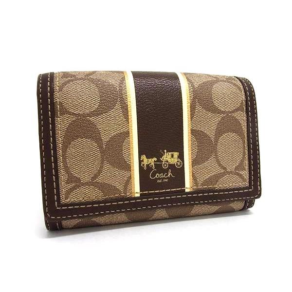 COACH コーチ 二つ折り財布 シグネチャー ブラウン レザー