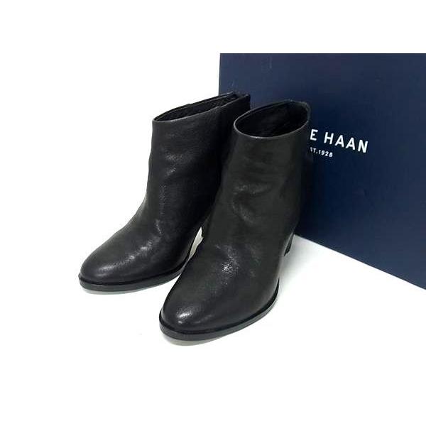 【極美品】COLE HAANコールハーン レザーショートブーツ黒 5 2/1 B COLE HAAN □極美品□ コールハーン レザー ヒール ショート