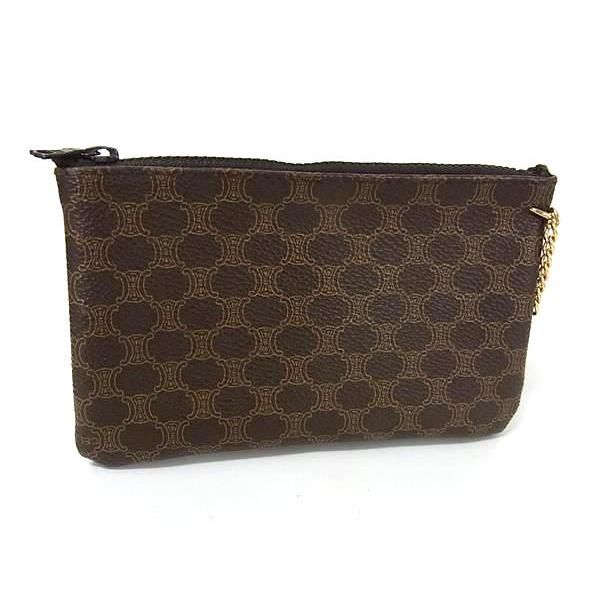 極美品 CELINE マカダム柄 ポーチ 美品 CELINE セリーヌ マカダム柄 レザー マルチポーチ 小物入れ